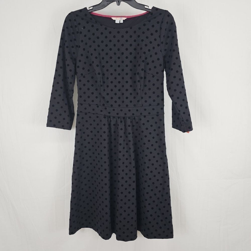 Boden Black Polka Dot Midi Dress
